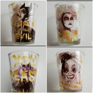 Disney Villians Shot Glass 4pc Set Cruella Ursala
